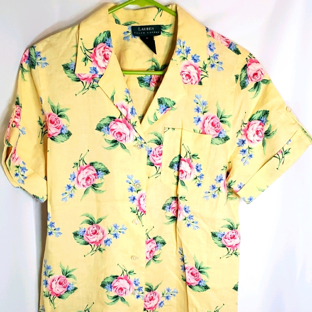 Lauren Ralph Lauren Yellow Floral Womens Size M